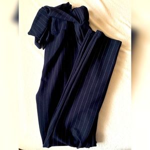 Blue and white pinstriped pants size medium